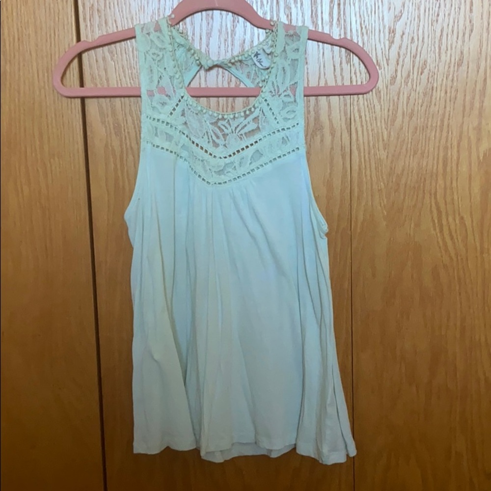 Mint green high neck tank top.